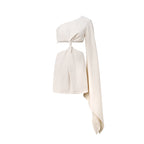 Asymmetric Knotted Slant Shoulder Resort Dress Aclosy