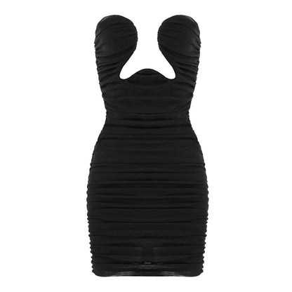Solid color wrap breast dress Aclosy