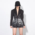 French Fashion Refined Rhinestone Sequined Design Long Sleeve Dress Aclosy