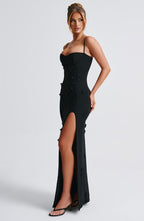 ALANA MAXI DRESS-LINED-BLACK aclosy
