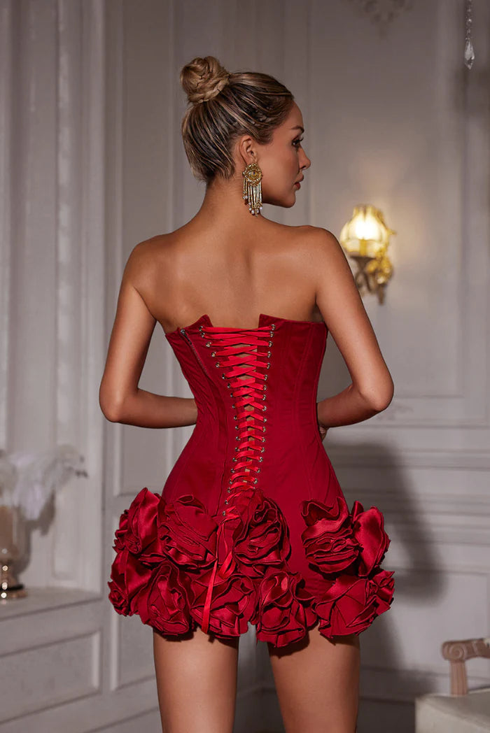 CHIC CORSET MINI RED DRESS