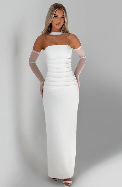 CHIC ELEGANT MAXI DRESS-WHITE Aclosy