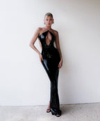 Nightclub Hollow Halter Backless Dress aclosy