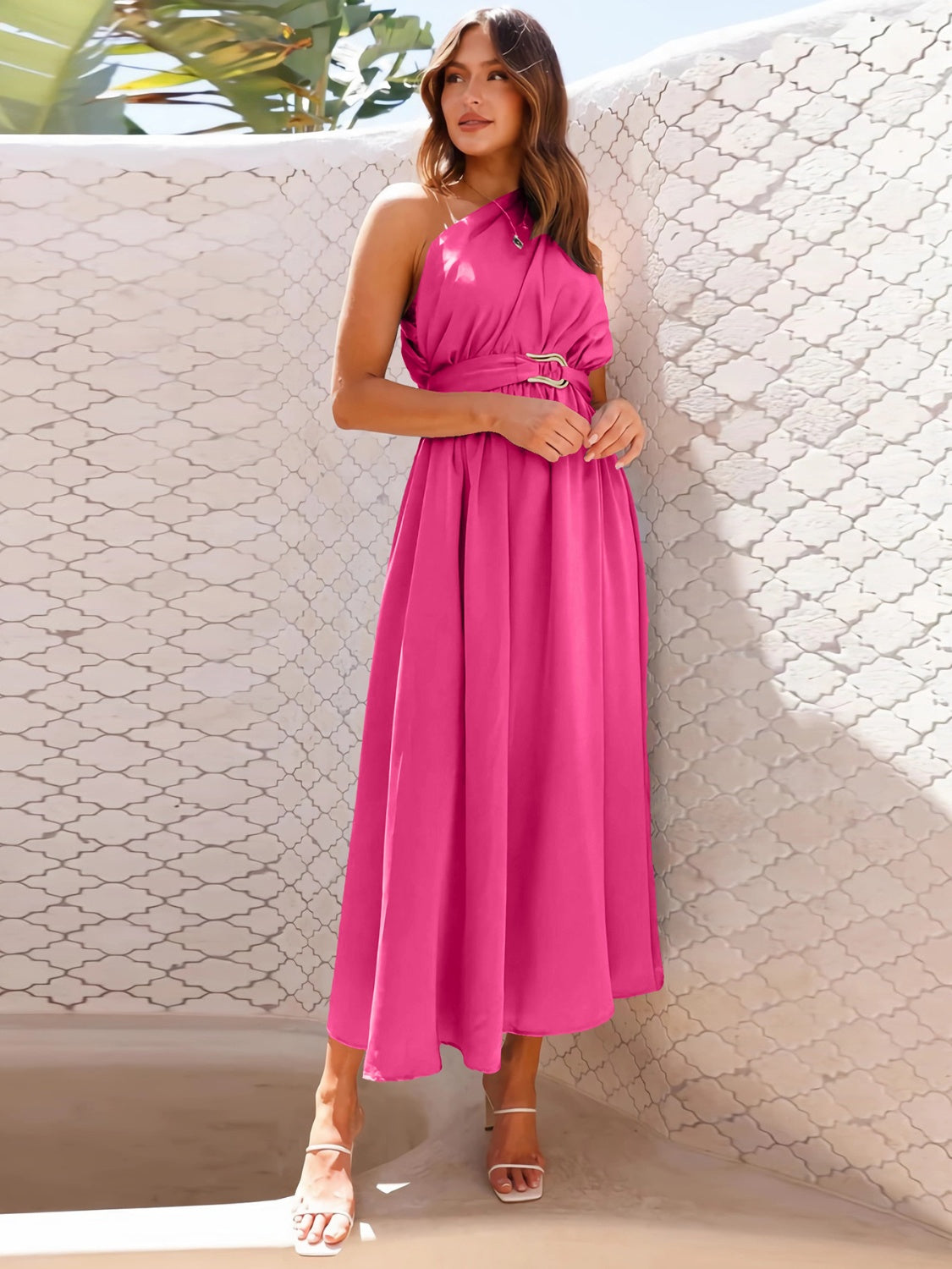 Single Shoulder Midi Dress Trendsi