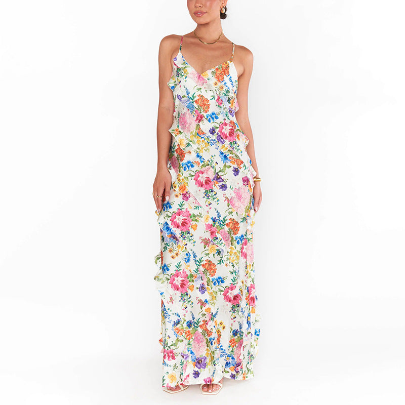 Salina Ruffle-Trim Resort Slip Maxi Dress