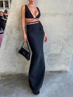 Women's Fashion Wrapped Chest Strap Dress aclosy