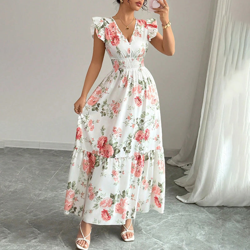 Saliya V Neck A Line Vacation Long Dress Aclosy
