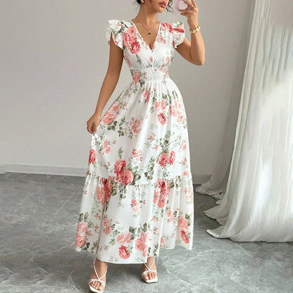 Saliya V Neck A Line Vacation Long Dress Aclosy