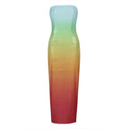 European And American Women's Clothing Fashion Sexy Figure Tube Top High Waist Gradient Color Dress Women aclosy