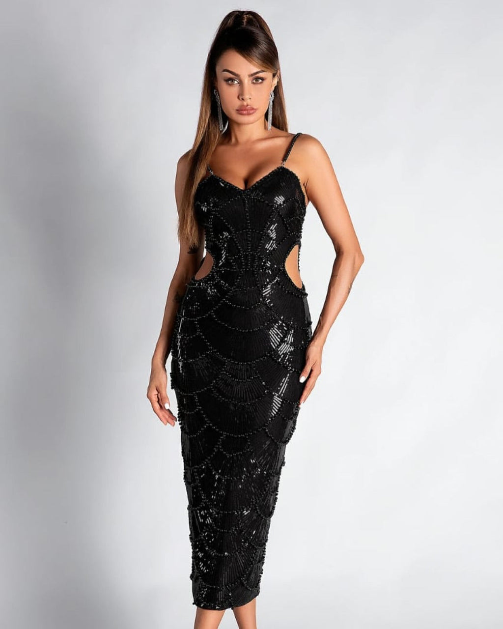 Hollow-out Camisole Beads Banquet Evening Dress (Copy) Aclosy