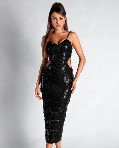 Hollow-out Camisole Beads Banquet Evening Dress (Copy) Aclosy