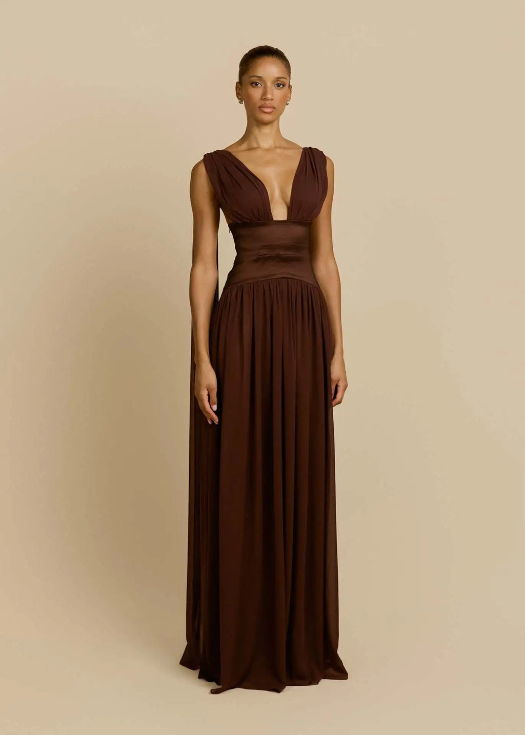 Maelle Draped Chiffon Maxi Dress