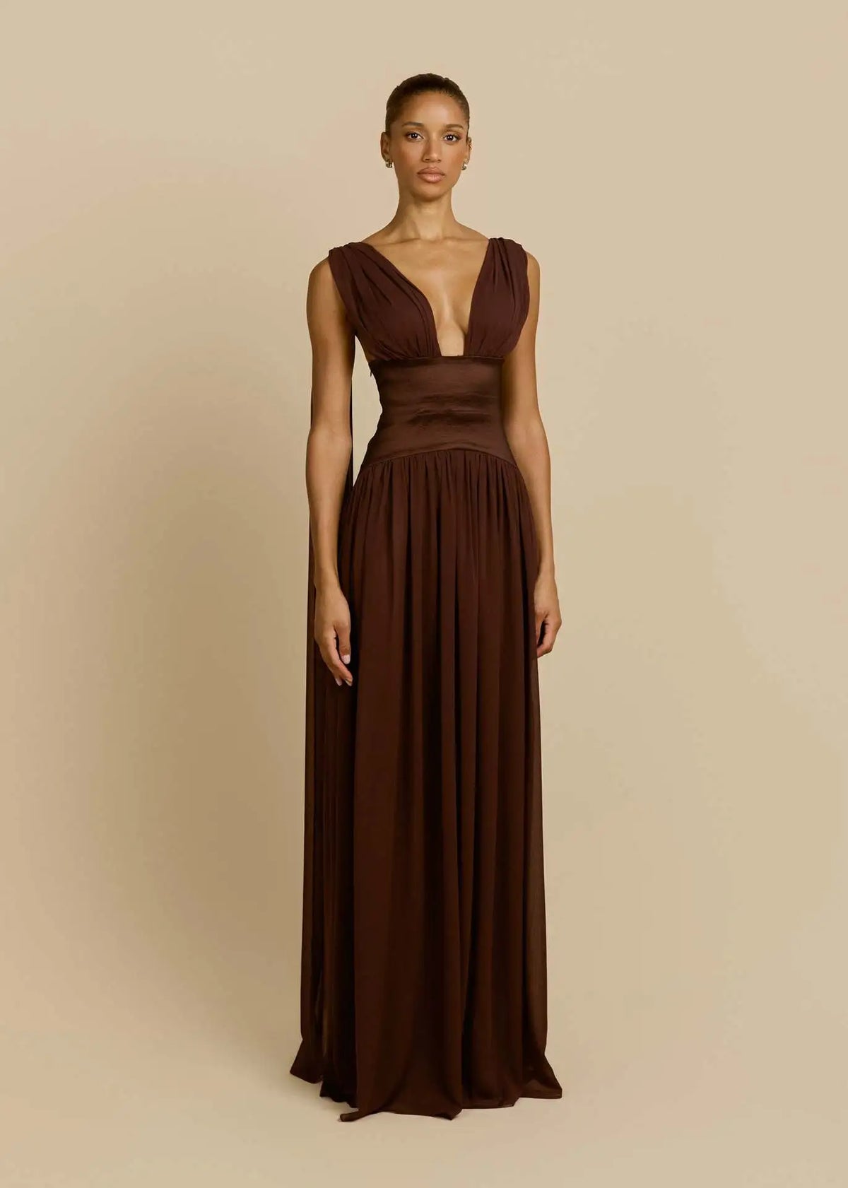 Maelle Draped Chiffon Maxi Dress