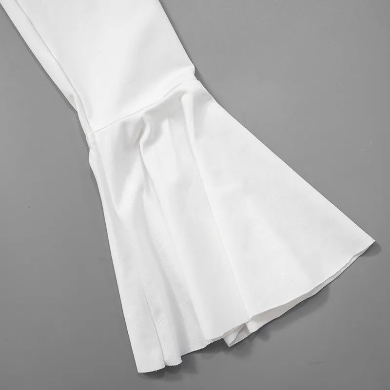 Akaila Low Cut Long Sleeve Ruffled Mini Dress