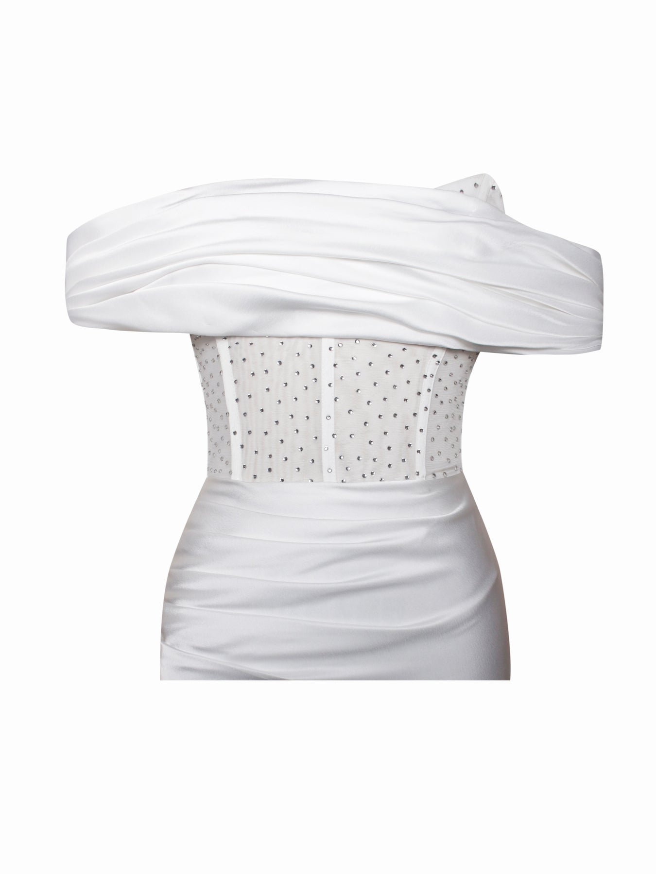 Off-shoulder Long Slit White Bandage Dress Aclosy