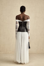 CHIC OFF SHOULDER MESH MAXI DRESS