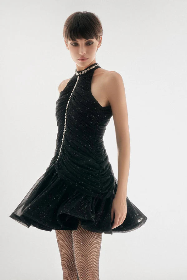 DAILA SHINY MINI MESH DRESS