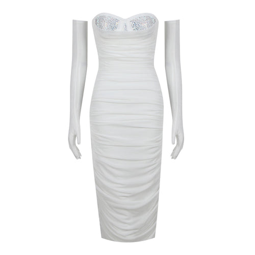 New Fashion Temperament Mesh Stitching Bandage Suspender Dress aclosy