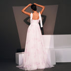 Sleeveless Off-the-shoulder Strap Banquet Printed Large Swing Evening Dress aclosy