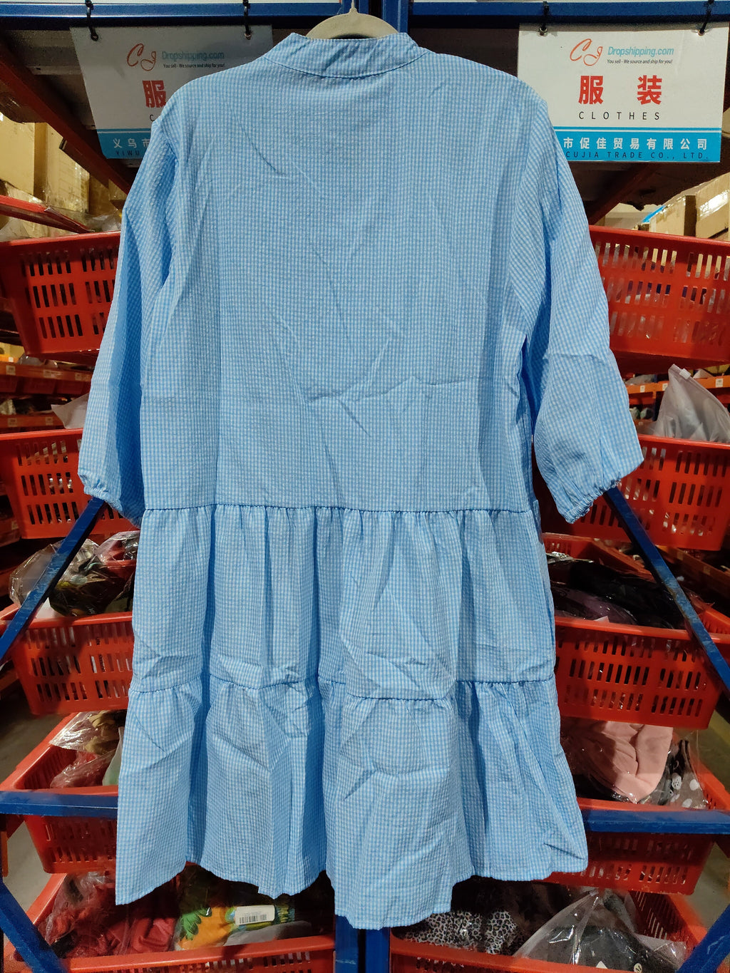 Ruffle V Neck Three-quarter Sleeves Dresses