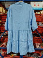 Ruffle V Neck Three-quarter Sleeves Dresses