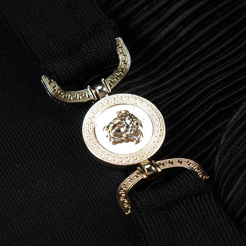 Patchwork Metal High Slit Nightclub Slip Dress aclosy