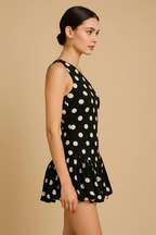 One-Shoulder Polka Dot Mini Dress