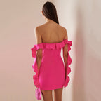 Women's Three-dimensional Ruffle Bandage Dress aclosy