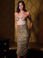 Women's Suspender Dress Elegant Sequins aclosy