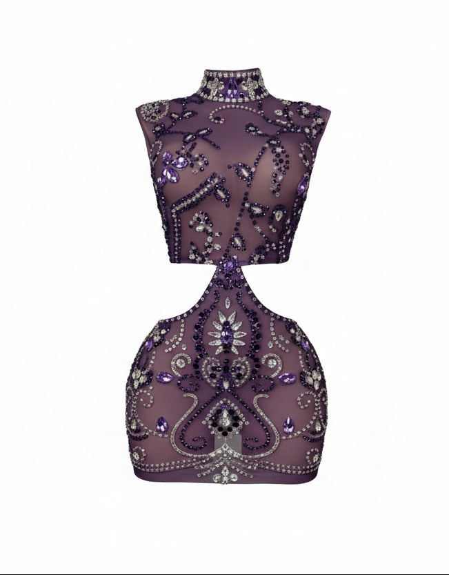 Asina Slim-fit Diamond Skinny Hollow-out Dress