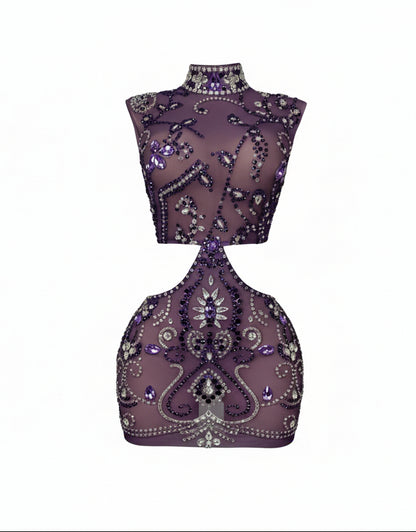 Asina Slim-fit Diamond Skinny Hollow-out Dress