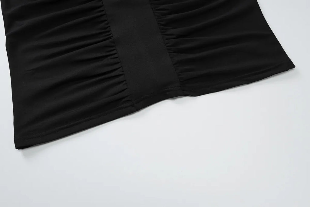 ELLA MESH V NECK MAXI DRESS-BLACK