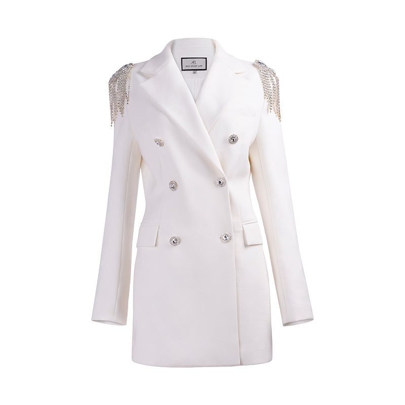 Double-Breasted Woolen Suit Dress Aclosy