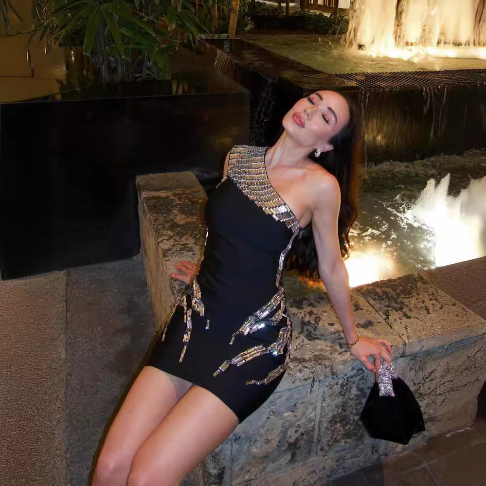 Women's Fashion Short Bandage One-piece Dress Aclosy