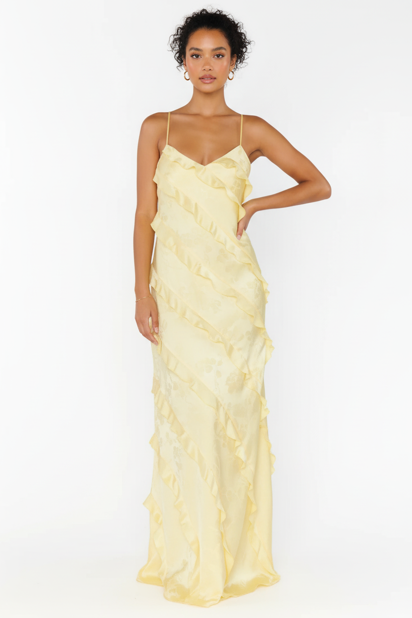 Salina Ruffle-Trim Resort Slip Maxi Dress