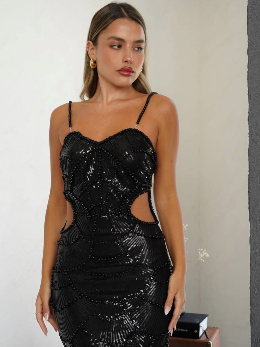 Hollow-out Camisole Beads Banquet Evening Dress (Copy) Aclosy