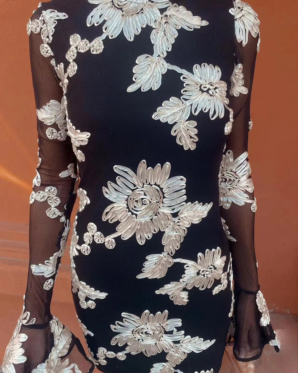 Eleka Mesh Mini Sleeved Dress