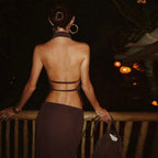 Sleeveless Vest Slim Fit Long Dress Suit