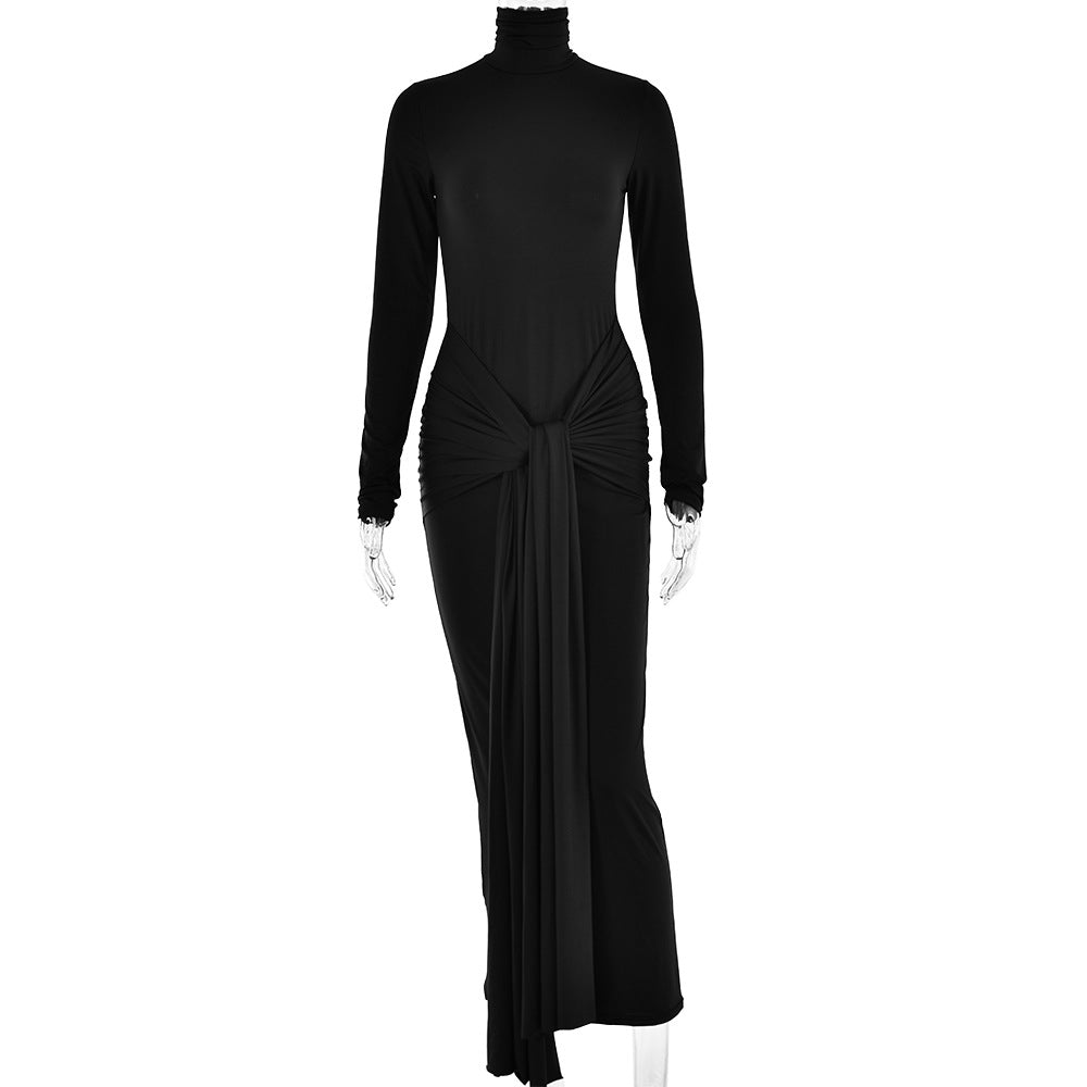 Half-high Collar Long Sleeves Dress Women's Fashion Tight Aclosy