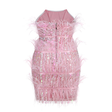 tube birthday dress Sweet Satin Tube Top Strap Irregular Puffy Birthday Dress Homecoming D