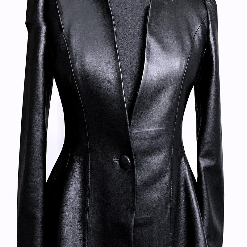 Short Coat Women's Leather Jacket Aclosy