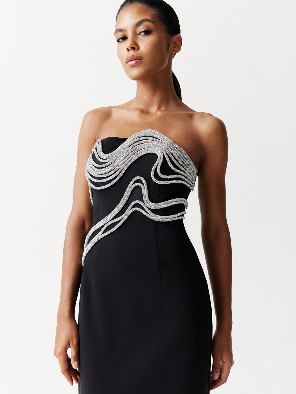 CLERNA STRAPLESS BANDAGE DRESS Aclosy CLERNA STRAPLESS BANDAGE DRESS Aclosy