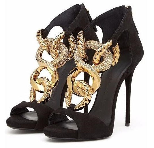 Fashion Runway Stiletto Heel Metal Open Toe Women's Sandals aclosy