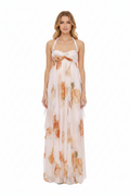 Coraline Backless Floral Chiffon Maxi Dress - White