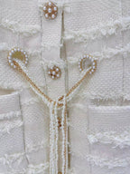 Short-sleeved Dress With Braided Pearl Chain Aclosy