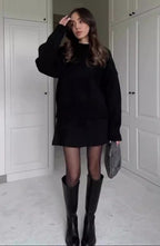 KLANA SWEATER SKIRT SET KNIT VERSATILE PULLOVER