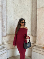 Athena Elegant Burgundy Dress-Set