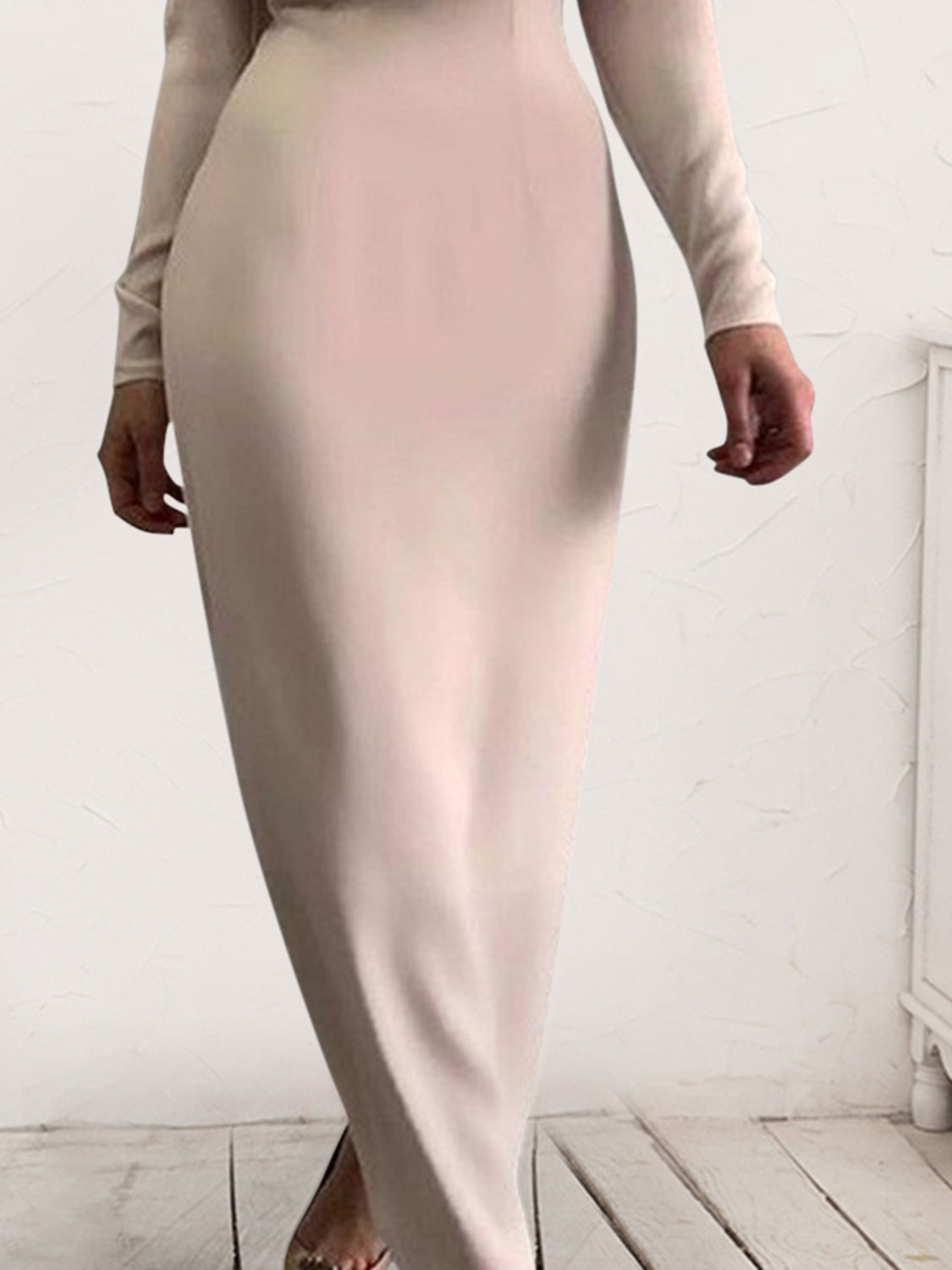 Ruched Turtleneck Long Sleeve Dress Trendsi