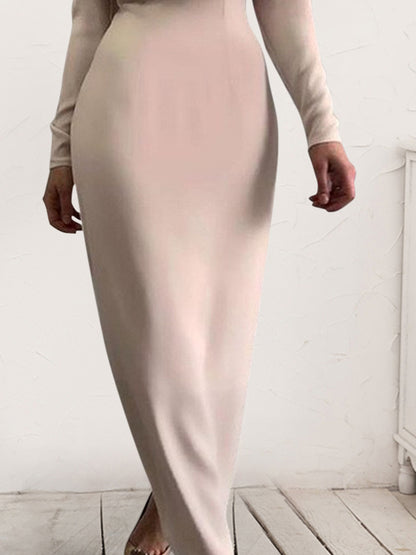 Ruched Turtleneck Long Sleeve Dress Trendsi