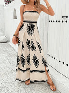 Sleeveless Dress In A Palace Style, Suitable For Women Throughout The Year, Featuring A Slim And Elongated Silhouette, Designed To Accentuate The Chest And Cinch The Waist, Made From Soft, Sun-Protect aclosy